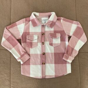 Kids' Pink and White Plaid Button-Down Shirt / Sweater